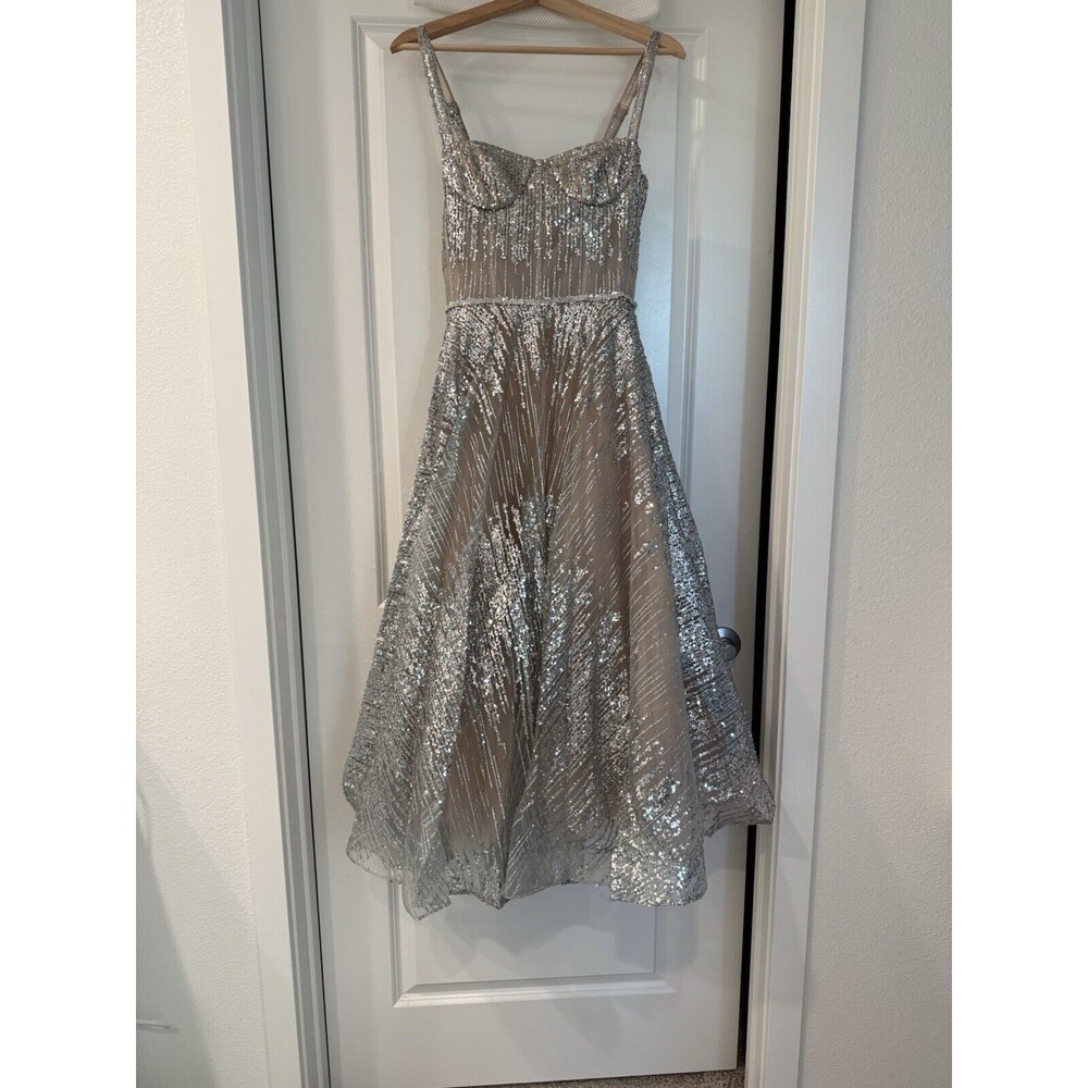 NWOT BRONX AND BANCO MADEMOISELLE SILVER MIDI DRESS, S, M available - Picture 10 of 17